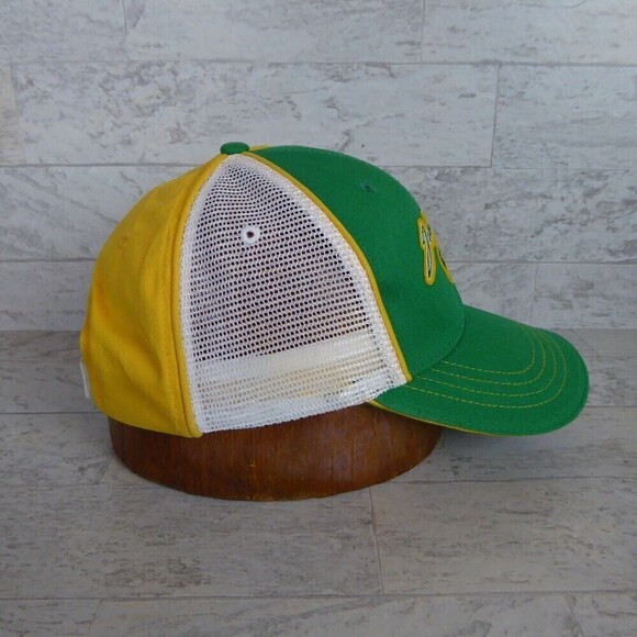 John Deere Hat Baseball Cap Yellow Green Farm Tractor Retro Mesh Work Strapback - Picture 3 of 8